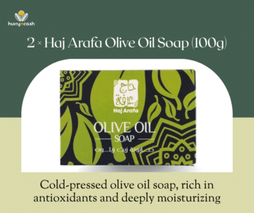Hurryncash skincare gift:Haj Arafa Olive Oil Soap (100g) Cold-pressed olive oil soap – moisturizing & antibacterial