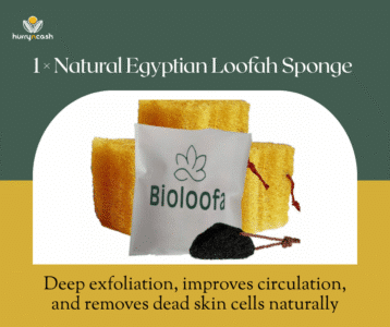 Hurry n cash skincare set Natural Egyptian Loofah 100% plant-based exfoliating sponge – deep cleansing &amp; circulation boost